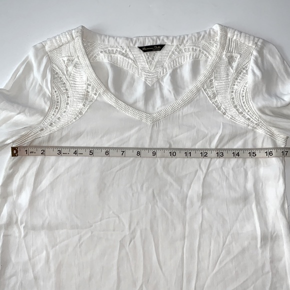 Massimo Dutti White Embroidered Long Sleeves V- Neck Blouse Tunic Size 4 - Picture 5 of 10